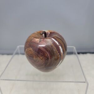 Ten Thousand villages ONYX apple green brown with copper Stem paperweight